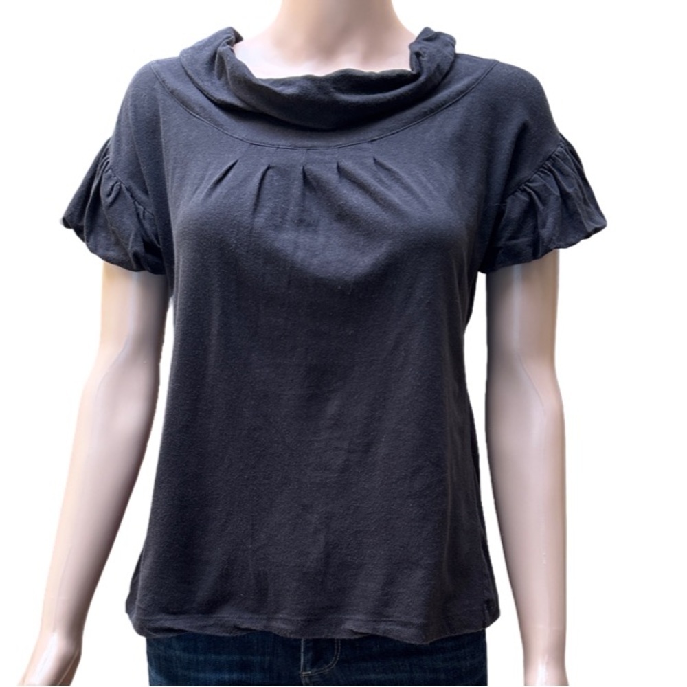 Ric Rac Black Cowl Neck Ruffled Short Sleeve Top Small
